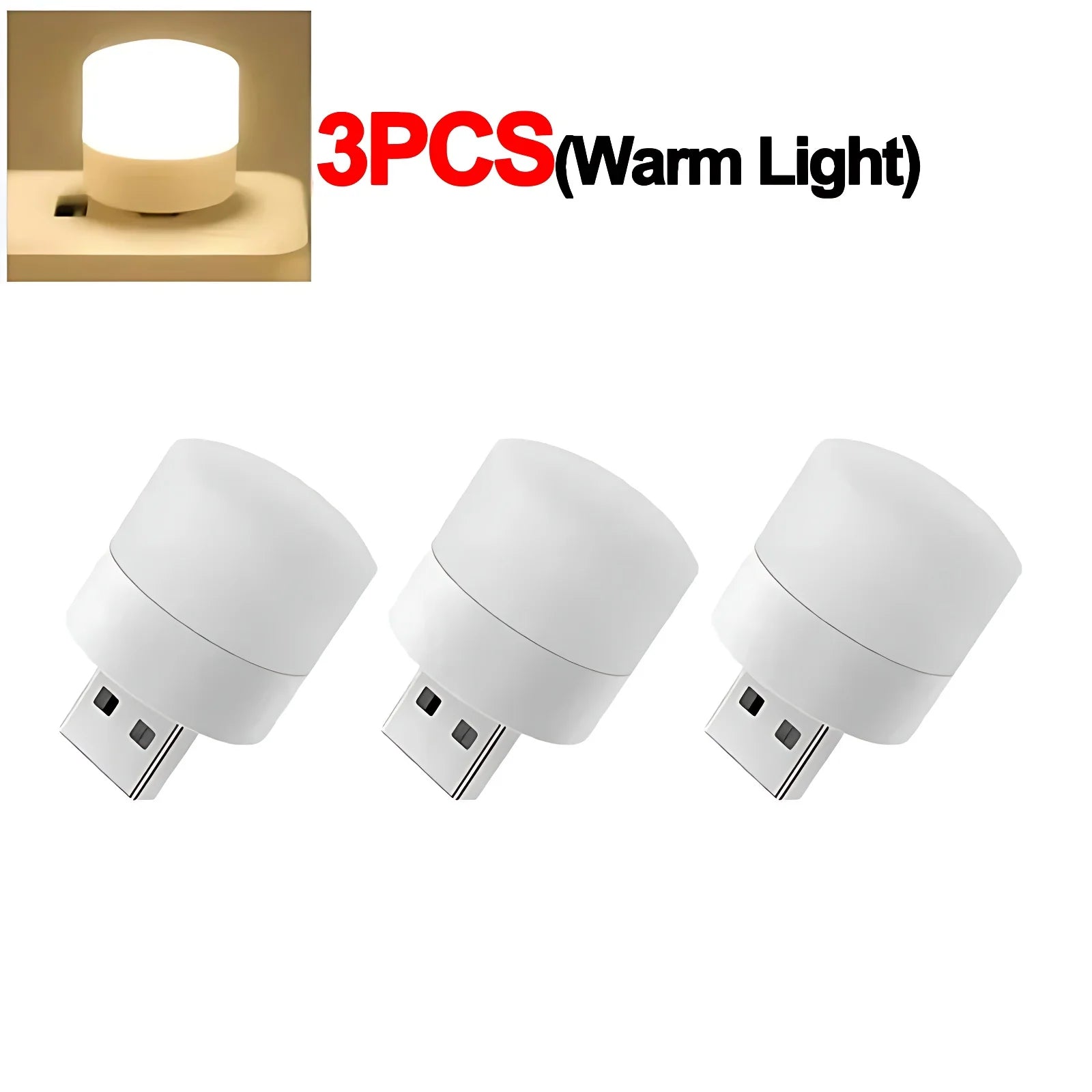 SpiderJuice 2pcs cute Mini USB Night Light LED round Bulbs